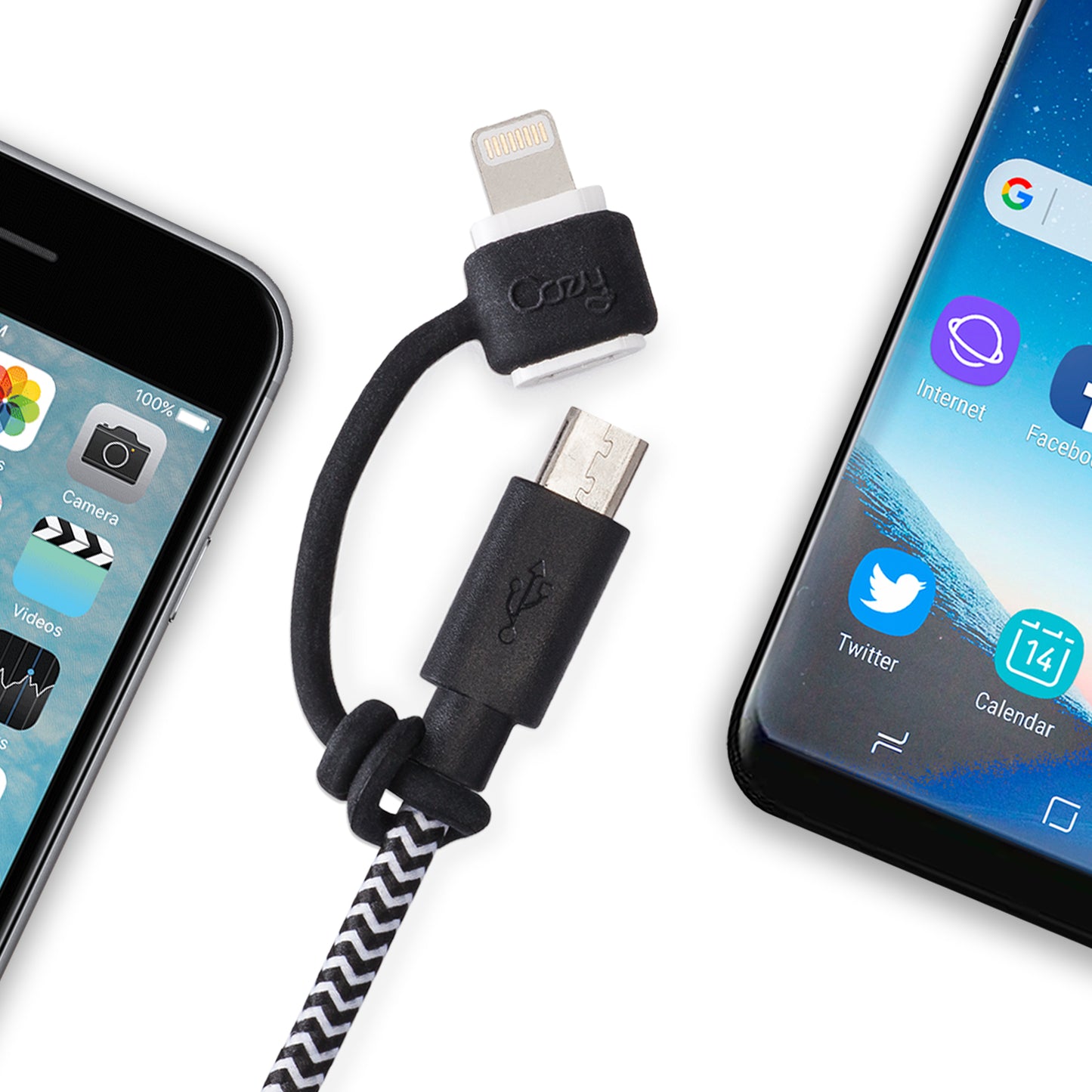 LightningCozy secure Apple Lightning to Micro USB and USB-C adapter easy gadget and solution for not getting lost adapters charging syncing all Apple devices iPods iPads iPhones Kindles and Androids